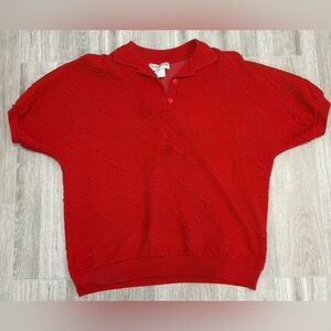 Red vintage 90s knit donnkenny polo shirt XL